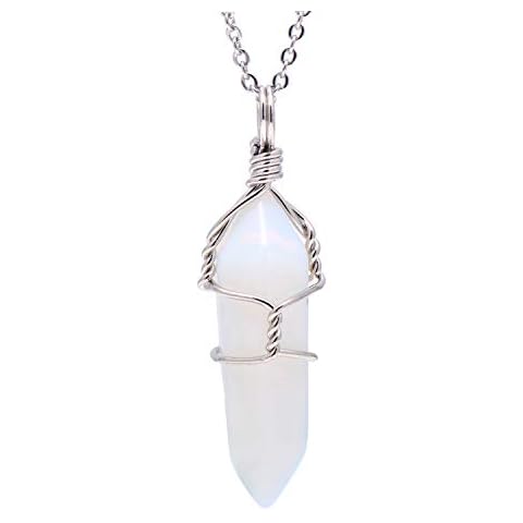 Paialco Hand Wired Created Opal Crystal Point Healing Chakra Pendant Necklace Cover