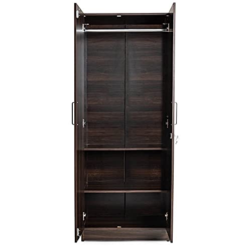 Image of Wakefit Wardrobe | 1 Year Warranty | Engineered Wood Almirah, Cupboard for Clothes Storage | 2 Door, 1 Hanging Space | Taffeta - Dark Brown