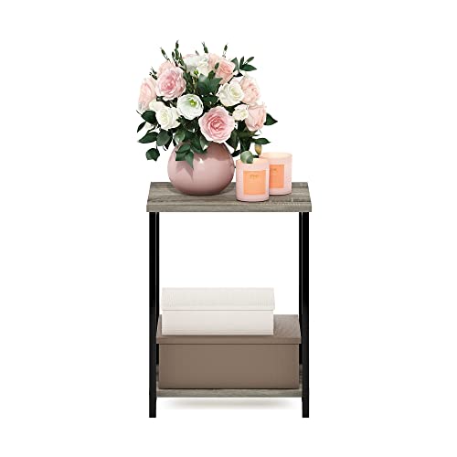 Furinno Simplistic 2-Tier Metal Frame Side Table, French Oak - image 3