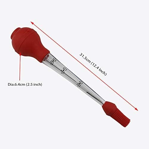 BBQ Turkey Baster With Measurement Baster Syringe with Cleaning Brush and Marinade Needles for Marinating Beef, Pork, Fish