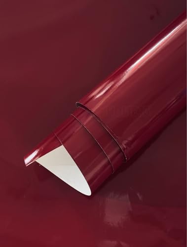 Image of HOME13 Self Adheisve Wallpaper Maroon Glossy Vinyl Waterprof Decorative Vinyl Wallpaper for Cabinet Kitchen Countertop (12x100 inch, Maroon Glossy)