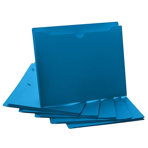 Blue File Jackets, 1 Inch Expansion, Letter Size, Reinforced Straight-Cut Tab, 6 Pack