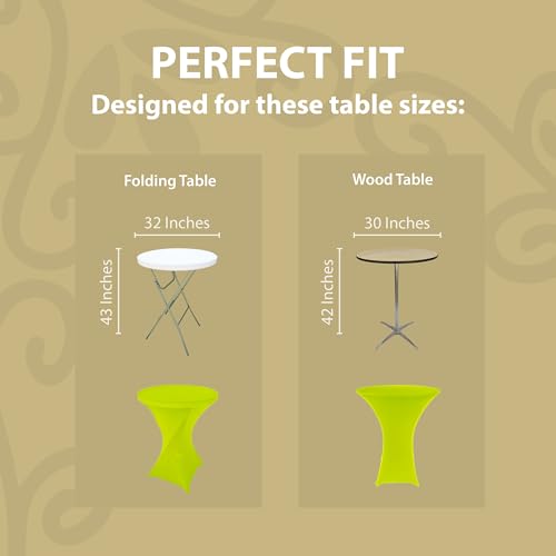 Goldstream Point Lime Green 32 Inch Round x 43 Inch Tall Spandex Cocktail Tablecloth Folding Cover Stretch by Goldstream Point - Image 3