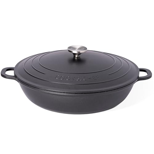 Nuovva Non-Stick Dutch Oven Pot with Lid - 5.5-Quart, 12 Inch, Black