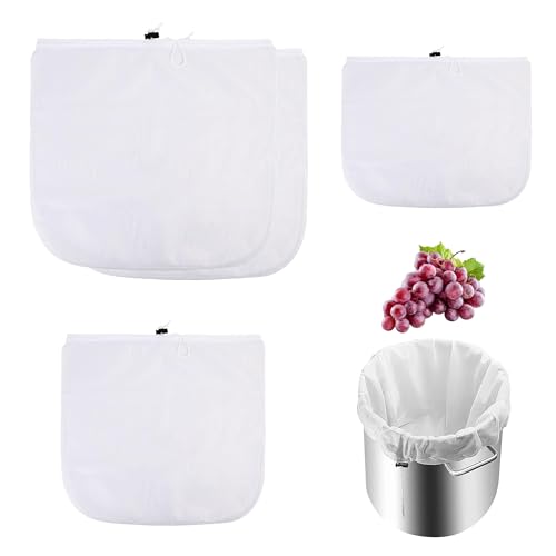 JNYUTEEN 4 Sacs Filtrants pour Brassage, 3 Tailles Sac Filtrant Nylon Réutilisable, Sachet Filtre avec Cordon de Serrage pour Brassage de Bière Confiture Lait de Soja