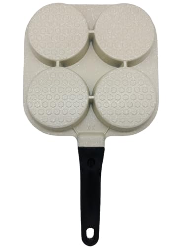 Image of 4 Hole Non Stick Egg Frying pan,Multi-Purpose Frying pan for Omelet uttapam,idli Burger Poached Egg Kitchen Breakfast(1pcs) (White)
