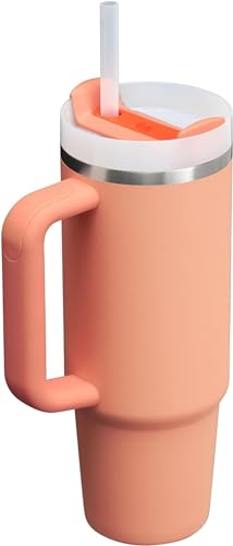 Image of STANLEY Nectarine Quencher H2.0 FlowState Stainless Steel Vacuum Insulated Tumbler with Lid and Straw for Water, Iced Tea or Coffee (Nectarine, 40 oz)