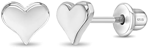 925 Sterling Silver 5mm Classic Heart Toddler Screw Back Earrings for Babies & Kids - Hypoallergenic Young Girl's Heart Earrings