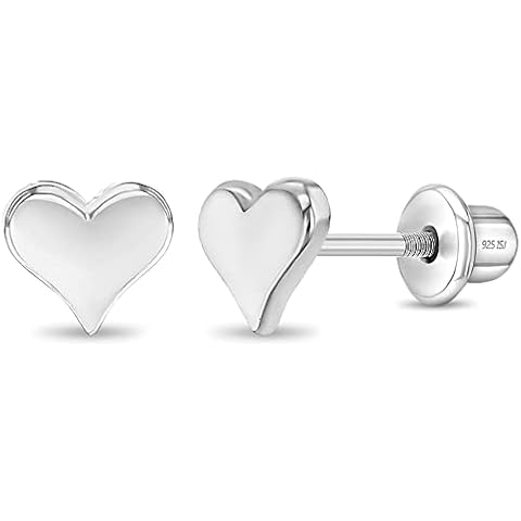 925 Sterling Silver 5mm Classic Heart Toddler Screw Back Earrings for Babies & Kids - Hypoallergenic Young Girl's Heart Earrings Cover