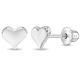 925 Sterling Silver 5mm Classic Heart Toddler Screw Back Earrings for Babies & Kids - Hypoallergenic