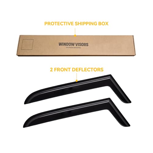 Image of Rain Guards Window Visor for 1997-2006 Jeep Wrangler (TJ) 2-Door | Out-Channel Shields Vent Deflector Shade Wind Dark Smoke 1998 1999 2000 2001 2002 2003 2004 2005, Tape-On Outside-Mount, 2PCS