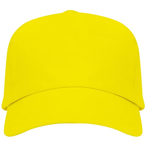 KINKIES Gorra Infantil de Colores 100% algodón - Visera para niños con Agujeros de ventilación y Cierre de Velcro (Amarillo)