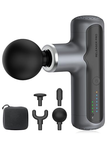 XXZU Mini Massager Gun 4000mAh Massager with 4 Massage Heads 7 Gears Electric Handheld Massager Portable Massager Gun Suitable for Shoulder Neck Back Legs Muscle Tissue to Relax and Relieve