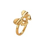 OAKKY Anillo Cruz Abierto Ajustable para Mujeres Banda de Acero Inoxidable Minimalista Fe Religioso Joyería Oro