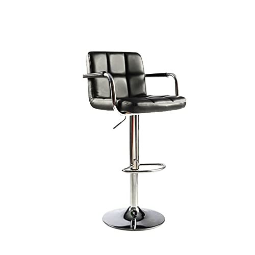 KOGJOGH Taburetes de Bar Simple and Advanced Hand Bar Chair, Leather Bar Chair, Barber Swivel Stool with Arm Rest(Schwarz)
