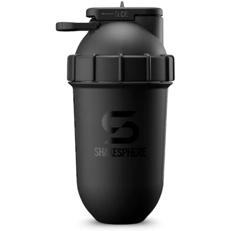 ShakeSphere Tumbler VIEW: Protein Shaker Bottle Smoothie Cup with Clear Window, 24 oz - Bladeless Blender Cup Purees Fruit, No Mixing Ball - Drink Powder Shake Mixer for Pre Workout, Gym Matte Black