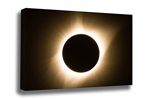 Celestial Canvas Wall Art (Ready to Hang) Gallery Wrap of Total Solar Eclipse at Totality in Nebraska Sun Moon Photography Science Nature Decor (1.5