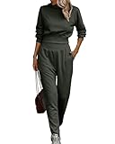 BTFBM Women's 2 Piece Trendy Outfits Sport Cropped Hoodies Sweatpants Jogging Tracksuits Fashion Sweatsuit Matching Sets(Solid Army Green, Medium)