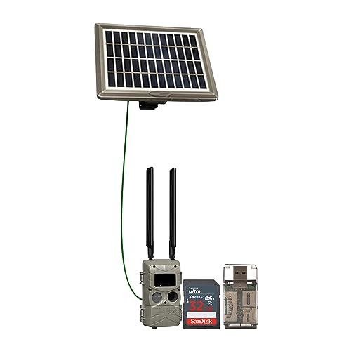 Cuddeback Tracks Cellular Low-Glow Camera - Remote Wildlife Monitoring & Surveillance Trail Cam for Hunters & Nature Enthusiasts Bundle with 32 GB Memory Card and Accessories (4 Items) - Cuddeback