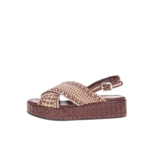 Pons quintana Sandalia Mujer Beige/Marrón 10732.000, Beige y marrón., 36 EU Larga