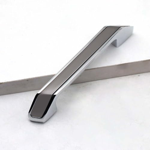 Image of VOLO Silver Black Design,Wardrobe Door /Cabinet Door /Drawer Pull Handle for Kitchen /Office /Bedroom /Winodw Sliding Closet. (R-145, 2 Pcs) (2)