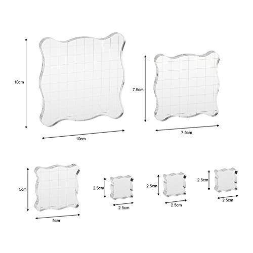 Suwimut 12 Pieces Acrylic Stamp Blocks, Clear Stamping Blocks Stamping Tools Set With Grid Lines For Scrapbooking Crafts Card Making, Assorted Sizes #TOP2