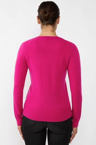 Image of JENNIE LIU Women's 100% Pure Cashmere Long Sleeve Pullover V Neck Sweater