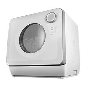 QXWJ Aanrecht vaatwasser, compacte draagbare vaatwasser met 6.6L ingebouwde watertank en dubbele drogen, mini vaatwasser…