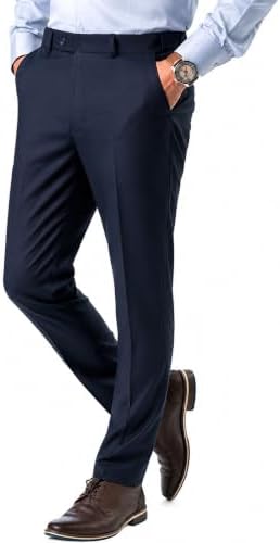 Jack and Jini Formal Pant with Expandable Waist for Men. Regular Fit, Flat Front, Premium Lycra Fabric for Office, Party and Casual Wear