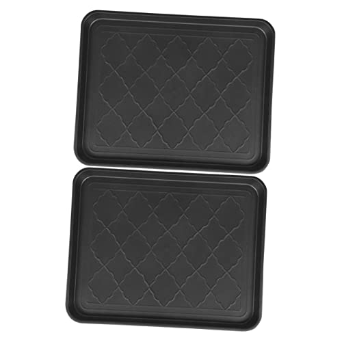 Homoyoyo 2pcs Durable Plastic Shoe Storage Tray Multipurpose Sundries Mat for Indoor Outdoor Use Non Skid Design for Pet Feeding for Mudroom and Entryway