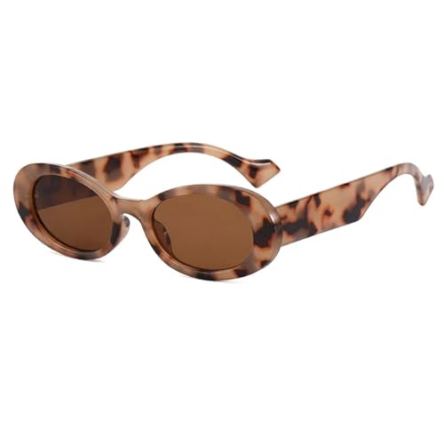Lunettes de soleil ovales léopard petite monture style rétro chic
