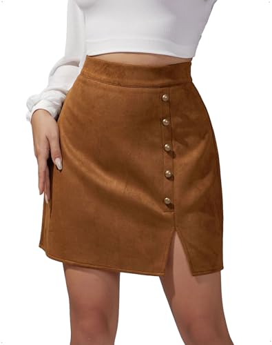 EMOTTOS Damen Kunst Wildleder Minirock, Sexy Wickelrock Hohe Taille...