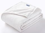 CozyLux Fleece Throw Blanket for Couch White - 300GSM Soft Lightweight Cozy Plush Fuzzy Microfiber Flannel Blankets for Travel Camping Chair and Sofa, 50x60 inches
