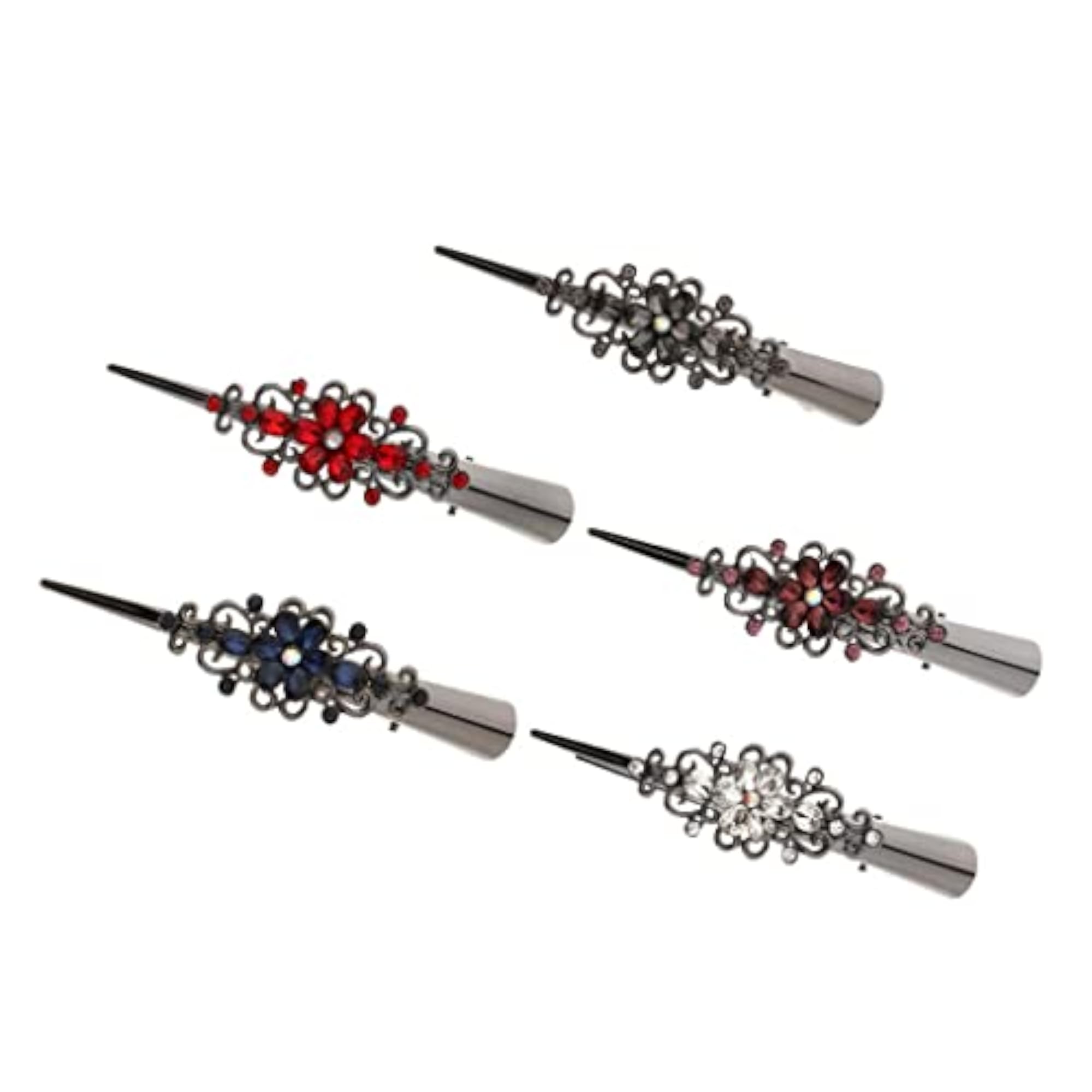 5Pack Metal Rhinestone Hair Alligator Clips for Women