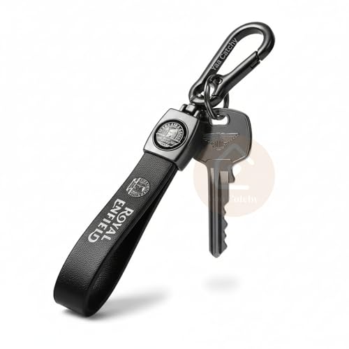 Image of Yaa Catchy Premium Leather & Metal Keychain And Keyring Compatible With Royal Enfield (Black)