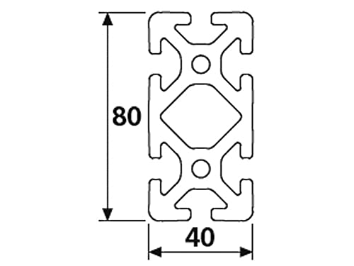 Profil aluminiowy 40 x 80S typ I 8 (ci??ki), srebrny eloksalowany Profil aluminiowy 40 x 80 profil aluminiowy 40 x 80 profil monta?owy - d?ugo?? standardowa 1200 mm