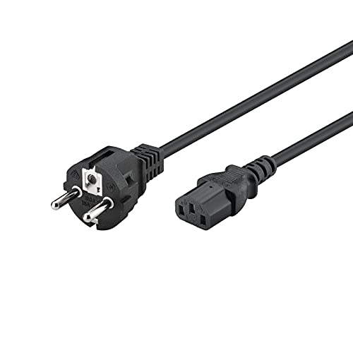Goobay 50098 Kaltgerätekabel 2m / C13 Kaltgerätebuchse & Netzstecker Schutzkontaktstecker / Universelles Monitor Stromkabel / C13 Netzkabel / Schwarz / 2m