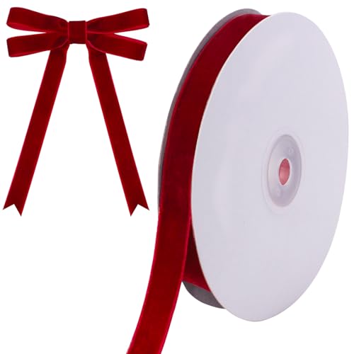 Image of Tsorode 10 Yards Red Velvet Ribbon for Christmas Tree,5 /8 Inch