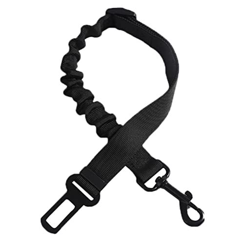 Beswow Dogs Seat Belt for Car, Adjustable Pet Seat Belt Restraint Puppy Safety Nylon Harness Elastic Telescopic Traveling Leash Leads Accessories for Dogs Cats Pets, Black
