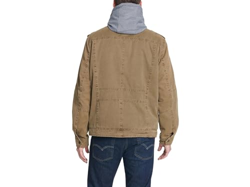 Image of Levi's Men's Washed Cotton Hooded Military Jacket (Regular & Big & Tall Sizes)