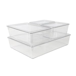 Marthastewartbrodyplasticstorageorganizerbinswithlidsforhomeofficekitchenorbathroom4pack2small1medium1largeclearwhite  Urban Country Home Decor Martha stewart brody plastic storage organizer bins with lids for home office kitchen or bathroom 4 pack 2 small1 medium 1 large clearwhite  urban country home decor