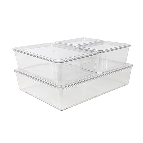 Marthastewartbrodyplasticstorageorganizerbinswithlidsforhomeofficekitchenorbathroom4pack2small1medium1largeclearwhite  Urban Country Home Decor Martha stewart brody plastic storage organizer bins with lids for home office kitchen or bathroom 4 pack 2 small1 medium 1 large clearwhite  urban country home decor
