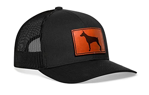 HAKA Doberman Dog Leather Trucker Hat, Outdoor Hat for Men & Wome...