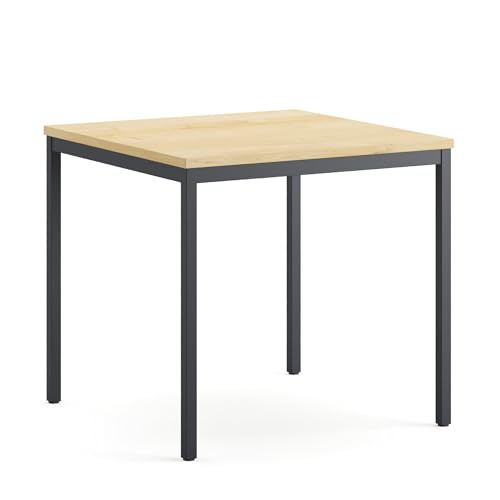 furni24 Schreibtisch-Stahl 80x80x75cm, Eiche TÜV/GS-Einfache Montage, Arbeitstisch, Bürotisch, Küchentisch, Esstisch, Druckertisch Büro-Möbel Arbeitszimmer Computertisch Gaming-Tisch Mehrzwecktisch