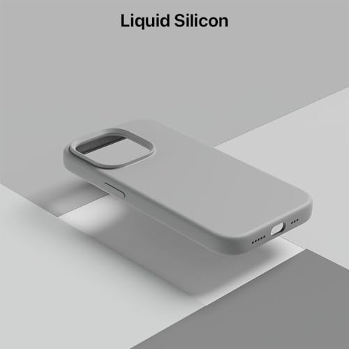 Image of Vaku Luxos Silicone Back Cover Case For iPhone 15 Pro Max Shockproof Anti Scratch Slim Fit Protective Design Military-Grade Protection Support Mag-Safe Wireless Magnetic Charging - Grey