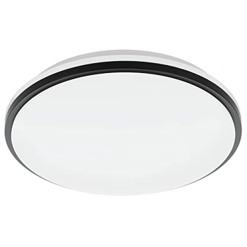 LED soffitto Pinetto plafoniera rotonda luce a muro in acciaio e plastica in bianco nero illuminazione da per bagno cucina o ufficio neutro IP44 àò 34 cm