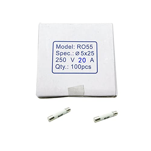 Fusible en céramique 20A 5x25mm à action rapide pour protection électrique 100 pcs