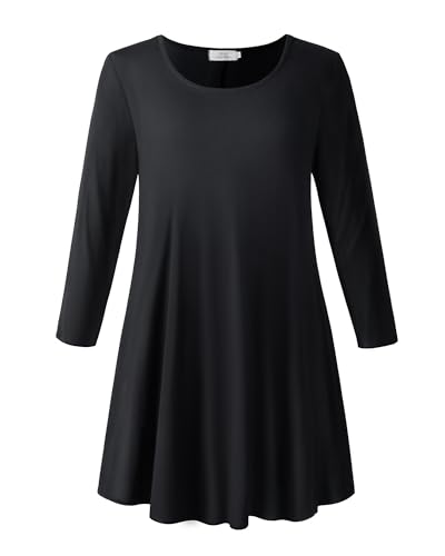 Pinup Fashion Women's Long Sleeve Plus Size Dress Casual T-Shirt Swing Loose Dresses with Pockets2