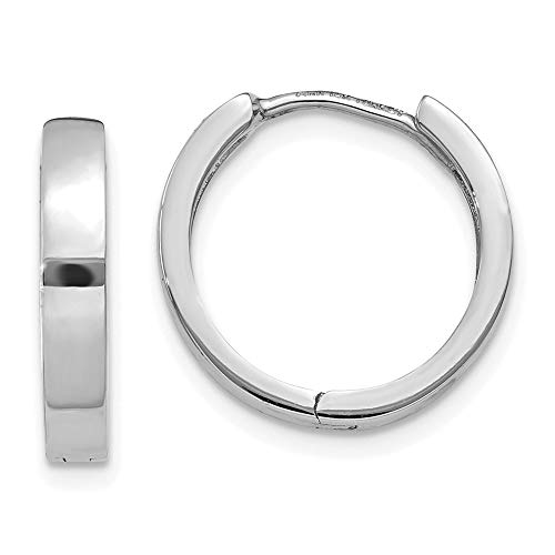14K White Gold Round Hinged Hoop Earrings 11Mm 3Mm Style Tm625 #TOP26