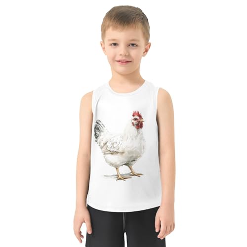 Boys Tank Top Shirts White Chicken Sleeveless T-Shirts Crew Neck for Kids Clothing Children2